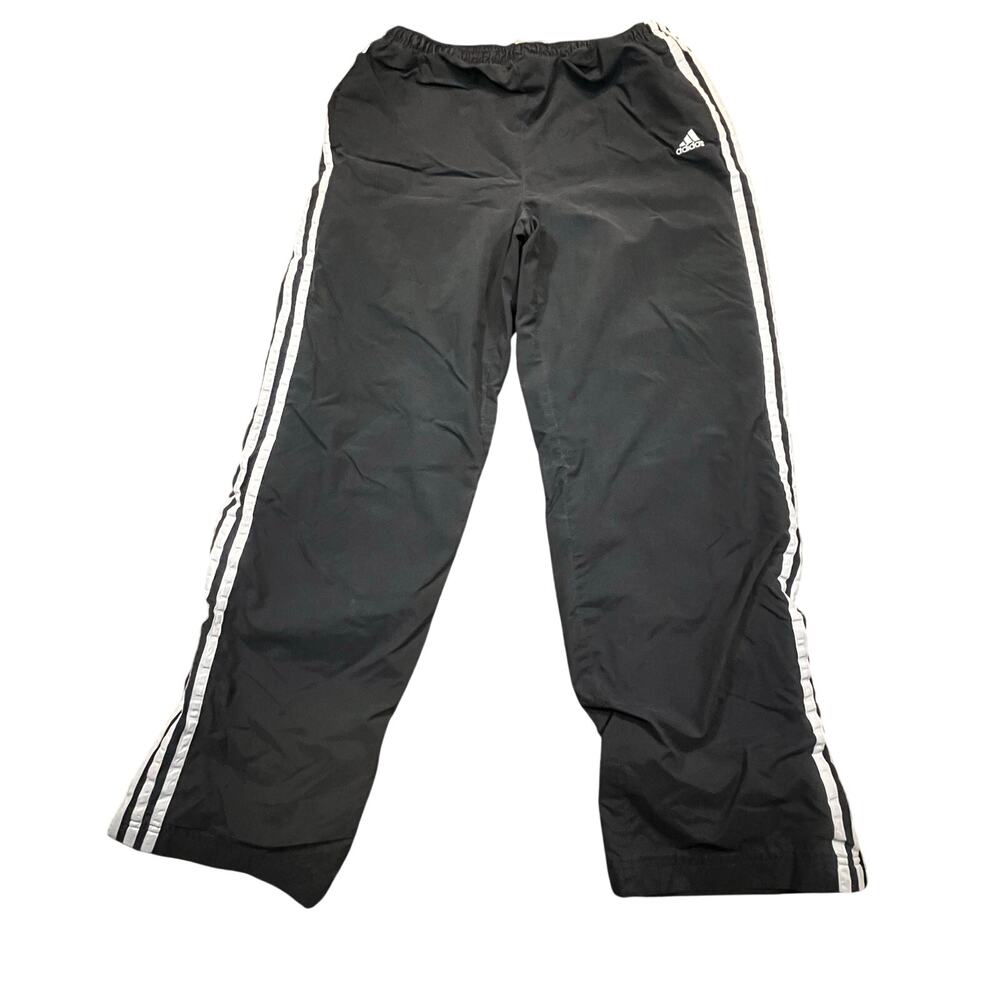 Adidas Black Track Pants 3‎ Stripe Athletic Soccer Joggers Men’s M Lined Y2K